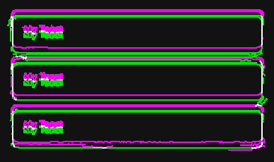 Edge overlay: magenta outlines sit just above green ones
